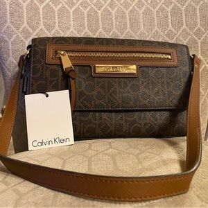 Calvin Klein bag b8l Signature brown crosbody purse